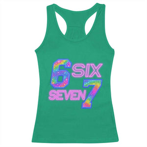 Colorful Neon Light Effect Racerback Tank Top Six Seven Meme TS12 Irish Green Print Your Wear