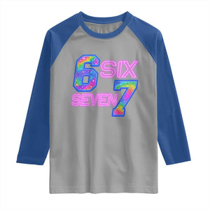 Colorful Neon Light Effect Raglan Shirt Six Seven Meme TS12 Sport Gray Royal Print Your Wear