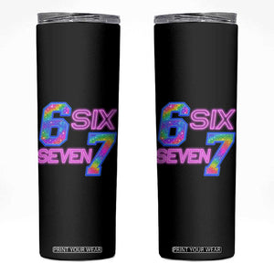 Colorful Neon Light Effect Skinny Tumbler Six Seven Meme TS12 Black Print Your Wear
