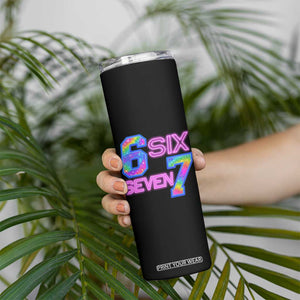 Colorful Neon Light Effect Skinny Tumbler Six Seven Meme TS12 Print Your Wear