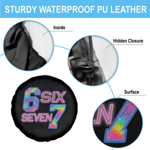 Colorful Neon Light Effect Spare Tire Cover Six Seven Meme TS12 Print Your Wear
