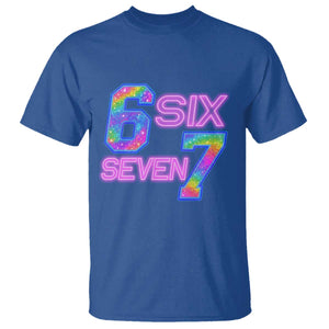 Colorful Neon Light Effect T Shirt Six Seven Meme TS12 Royal Blue Print Your Wear