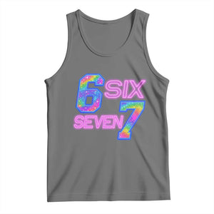 Colorful Neon Light Effect Tank Top Six Seven Meme TS12 Black Heather Print Your Wear