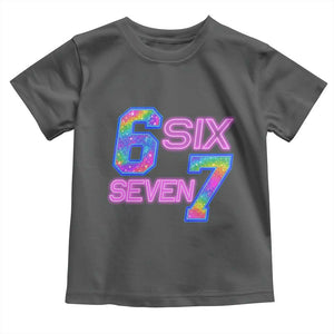 Colorful Neon Light Effect Toddler T Shirt Six Seven Meme TS12 Dark Heather Print Your Wear