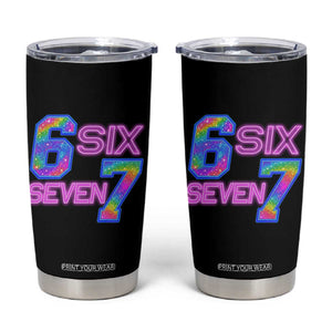 Colorful Neon Light Effect Tumbler Cup Six Seven Meme TS12 Black Print Your Wear