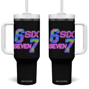 Colorful Neon Light Effect Tumbler With Handle Six Seven Meme TS12 One Size: 40 oz Black Print Your Wear