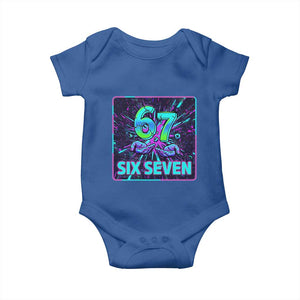 Funny Six Seven Meme Baby Onesie Cyberpunk Neon Style TS12 Royal Blue Print Your Wear