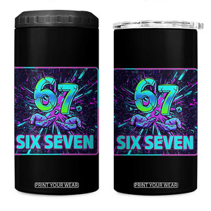 Funny Six Seven Meme 4 in 1 Can Cooler Tumbler Cyberpunk Neon Style TS12 One Size: 16 oz Black Print Your Wear