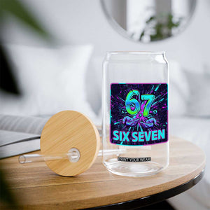 Funny Six Seven Meme Glass Can Cyberpunk Neon Style TS12 Print Your Wear