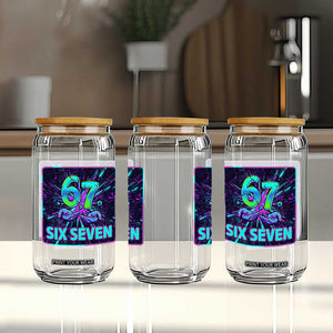 Funny Six Seven Meme Glass Can Cyberpunk Neon Style TS12 Print Your Wear