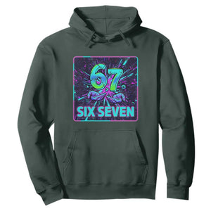 Funny Six Seven Meme Hoodie Cyberpunk Neon Style TS12 Dark Forest Green Print Your Wear