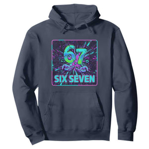 Funny Six Seven Meme Hoodie Cyberpunk Neon Style TS12 Navy Print Your Wear