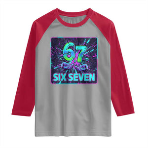 Funny Six Seven Meme Raglan Shirt Cyberpunk Neon Style TS12 Sport Gray Red Print Your Wear