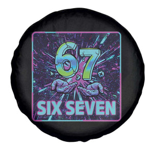Funny Six Seven Meme Spare Tire Cover Cyberpunk Neon Style TS12 Print Your Wear