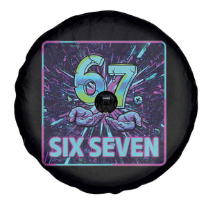 Funny Six Seven Meme Spare Tire Cover Cyberpunk Neon Style TS12 Print Your Wear