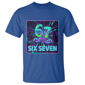 Funny Six Seven Meme T Shirt Cyberpunk Neon Style TS12 Royal Blue Print Your Wear