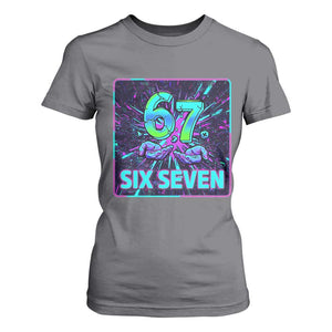 Funny Six Seven Meme T Shirt For Women Cyberpunk Neon Style TS12 Charcoal Print Your Wear