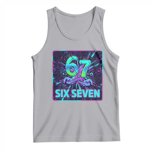 Funny Six Seven Meme Tank Top Cyberpunk Neon Style TS12 Athletic Heather Print Your Wear