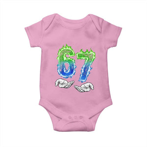 Green Fire Flame Six Seven Baby Onesie Trendy Meme Gift TS12 Light Pink Print Your Wear