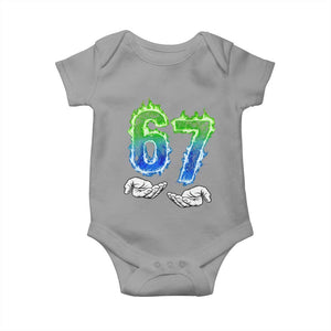 Green Fire Flame Six Seven Baby Onesie Trendy Meme Gift TS12 Sport Gray Print Your Wear
