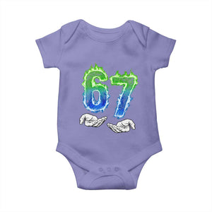 Green Fire Flame Six Seven Baby Onesie Trendy Meme Gift TS12 Violet Print Your Wear