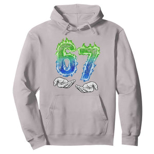 Green Fire Flame Six Seven Hoodie Trendy Meme Gift TS12 Ice Gray Print Your Wear