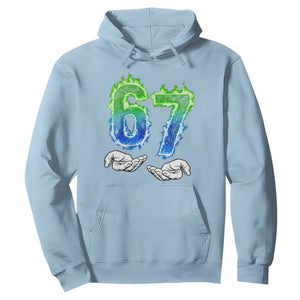 Green Fire Flame Six Seven Hoodie Trendy Meme Gift TS12 Light Blue Print Your Wear