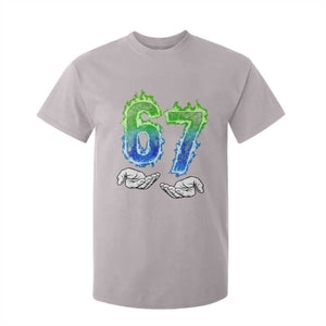 Green Fire Flame Six Seven T Shirt For Kid Trendy Meme Gift TS12 Ice Gray Print Your Wear