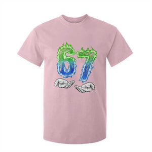 Green Fire Flame Six Seven T Shirt For Kid Trendy Meme Gift TS12 Light Pink Print Your Wear