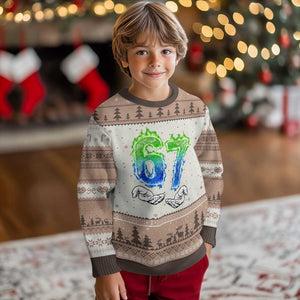 Green Fire Flame Six Seven Ugly Christmas Sweater Trendy Meme Gift TS12 Mocha Mousse Print Your Wear