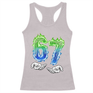 Green Fire Flame Six Seven Racerback Tank Top Trendy Meme Gift TS12 Ice Gray Print Your Wear