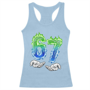 Green Fire Flame Six Seven Racerback Tank Top Trendy Meme Gift TS12 Light Blue Print Your Wear