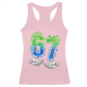 Green Fire Flame Six Seven Racerback Tank Top Trendy Meme Gift TS12 Light Pink Print Your Wear