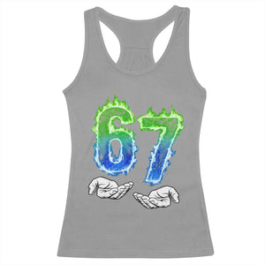 Green Fire Flame Six Seven Racerback Tank Top Trendy Meme Gift TS12 Sport Gray Print Your Wear