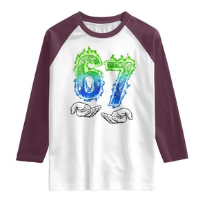 Green Fire Flame Six Seven Raglan Shirt Trendy Meme Gift TS12 White Maroon Print Your Wear