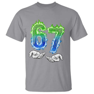 Green Fire Flame Six Seven T Shirt Trendy Meme Gift TS12 Sport Gray Print Your Wear