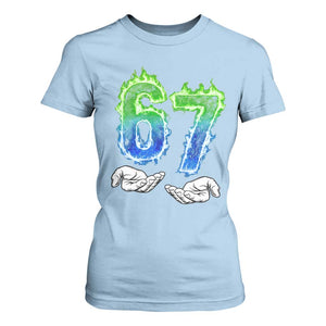 Green Fire Flame Six Seven T Shirt For Women Trendy Meme Gift TS12 Light Blue Print Your Wear