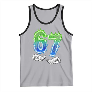 Green Fire Flame Six Seven Tank Top Trendy Meme Gift TS12 Athletic Heather Black Print Your Wear
