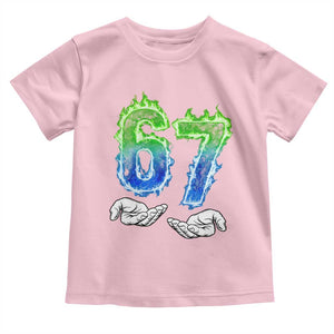 Green Fire Flame Six Seven Toddler T Shirt Trendy Meme Gift TS12 Light Pink Print Your Wear
