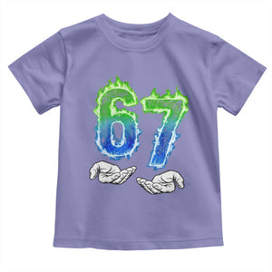 Green Fire Flame Six Seven Toddler T Shirt Trendy Meme Gift TS12 Violet Print Your Wear
