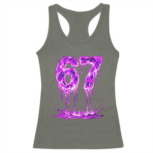 Drip Fire Flame Six Seven Racerback Tank Top Trendy Meme Gift TS12 Military Green Print Your Wear