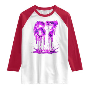 Drip Fire Flame Six Seven Raglan Shirt Trendy Meme Gift TS12 White Red Print Your Wear