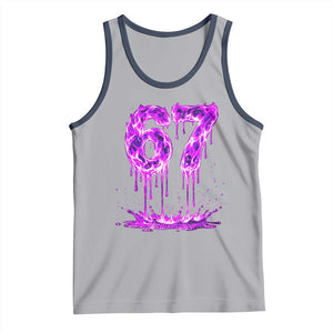 Drip Fire Flame Six Seven Tank Top Trendy Meme Gift TS12 Athletic Heather Navy Print Your Wear