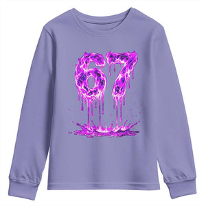 Drip Fire Flame Six Seven Youth Sweatshirt Trendy Meme Gift TS12 Violet Print Your Wear