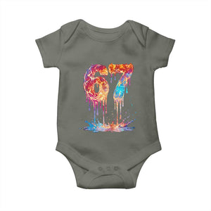 Burning Six Seven Baby Onesie Drip Fire Flame Meme TS12 Military Green Print Your Wear