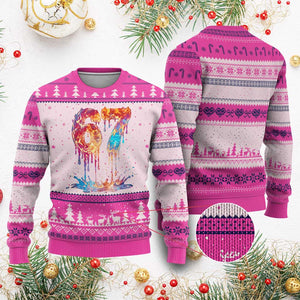 Burning Six Seven Ugly Christmas Sweater Drip Fire Flame Meme TS12 Hot Pink Print Your Wear
