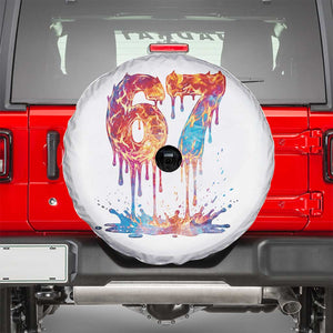 Burning Six Seven Spare Tire Cover Drip Fire Flame Meme TS12 White Print Your Wear