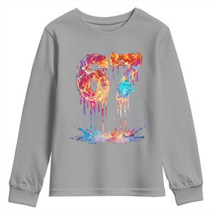 Burning Six Seven Youth Sweatshirt Drip Fire Flame Meme TS12 Sport Gray Print Your Wear