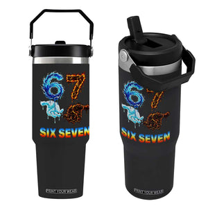 Water Fire Element Six Seven Flip Straw Tumbler Trendy Meme Gift TS12 One Size: 30 oz Black Print Your Wear