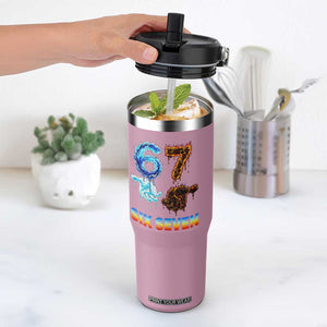 Water Fire Element Six Seven Flip Straw Tumbler Trendy Meme Gift TS12 One Size: 30 oz Light Pink Print Your Wear